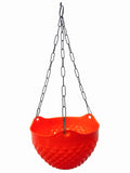 GoHooked orange plastic hanging crystal planter with diamond pattern and metal chain. Set of 5.