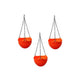 Go Hooked Planters | Round | Crystal | Plastic | Flower Pots | Hanging Planter | Metal Hanging Chain | Beautiful Hanging Pots | Flower Pots for Home Garden Balcony | Orange | Pack of 3