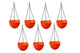 Go Hooked Round Crystal Plastic Flower Hanging Planter with Metal Hanging Chain/Beautiful Hanging Flower Pots for Home Garden Balcony (Orange)(Pack of 7)