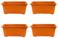 GoHooked Set of 4 orange rectangular plastic plant pots with ribbed texture and rust-resistant feature.