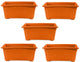 Go Hooked Rectangular Plastic Pots for Plants, Jupiter Flower Pots for Home, Window Display, Garden (Set of 5, Orange) (35 x 18.5 x 15 cm)