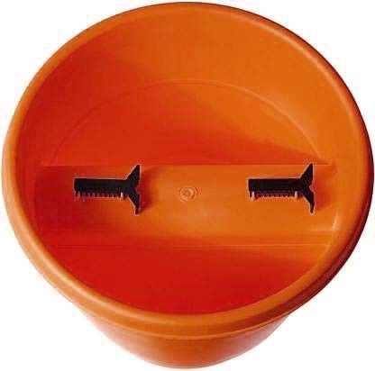 GoHooked 12-inch orange plastic railing planter pot with hanging clips. Set of 5.