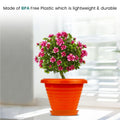 GoHooked orange plastic planter pot with saucer, 6 inch Zenith style, modern design, for indoor/outdoor plants.