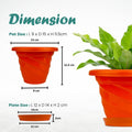 GoHooked orange plastic planter pot with saucer, 6 inch twister design, modern style for indoor/outdoor plants.