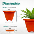 GoHooked orange plastic planter pot with saucer tray, 6 inch Zenith design for indoor/outdoor plants.