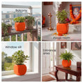 GoHooked orange square plastic Tulsi plant pot with Hindu symbols, 17.5 cm, lightweight and durable for home or pooja room.