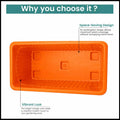 Go Hooked Set of 6 orange rectangular plastic plant pots with a space-saving design and vibrant look.