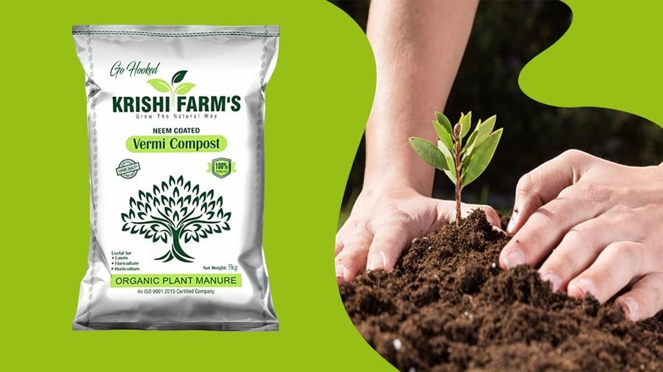 GoHooked 5kg bag of neem coated organic vermicompost plant manure for gardening and soil enrichment.