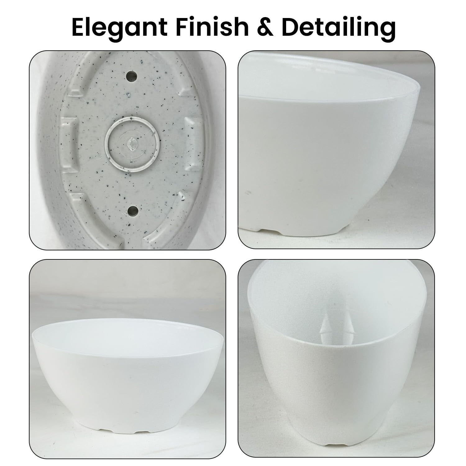 GoHooked set of 10 oval polymer plant pots with speckled white finish, 22x13.5x11cm, ideal for succulents.