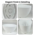 GoHooked set of 6 white speckled oval polymer plant pots, 22x13.5x11 cm, lightweight and durable for indoor/outdoor use.