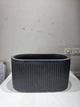 Go Hooked Large Oval Planter Pot (24x12) Inch | Aurelia Modern Ribbed Marble White Texture Finish | UV & Weather Resistant Decorative Floor Planter for Balcony, Patio, Terrace, Garden & Entrance