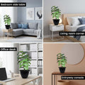 GoHooked artificial Philodendron Mamei plant with 12 green patterned leaves in a black nursery pot.