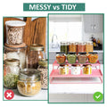 GoHooked pink 3-tier step standing rack organizer for kitchen spices, bottles, and pantry items.
