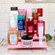 Go Hooked Kitchen 3-Tier Step Standing Rack Kitchen Spice Bottle Rack Utensil Holder Food Storage Organizer for Cabinet Cupboard Pantry Shelf Bathroom organizer Rack (Pink Pack of 1)