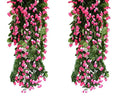 GoHooked pink artificial rose orchid flowers with green leaves, plastic and polyester, 2 pcs pack for home decor.