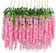 Go Hooked 12 Pack 3.6 Feet Artificial Fake Wisteria Vine Ratta Hanging Garland Silk Flowers String Home Party Wedding Decor (12, Pink)
