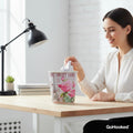 GoHooked pink decorative bucket planter with Eiffel Tower and floral design, 10cm diameter.