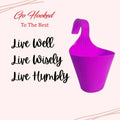 GoHooked pink plastic hanging planter with hook, 22 cm diameter, 17 cm height, ideal for balconies and vertical gardens.
