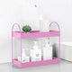 Go Hooked 2-Tier Standing Rack Bathroom Countertop Organizer Vanity Tray Cosmetic Makeup Storage Kitchen Spice Rack Standing Shelf (Pink, Metal, Pack of 1)