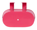 GoHooked 12-inch oval pink metal hanging planter with hooks for railing or balcony.