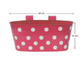 GoHooked pink metal railing planter with white polka dots, 12-inch oval, weatherproof, with detachable hooks.
