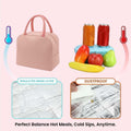 Go Hooked pink Oxford cloth lunch bag with black ears, thermal insulated for school, office, picnics, and travel.