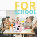 Go Hooked pink Oxford cloth lunch bag with cute panda face and black ears, thermal insulated for school.