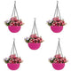 Go Hooked Plastic Hanging Flower Pot, Pink, Diameter - 7.1 Inch, Height 4.8 Inch, Thickness 3 mm, Chain Length - 13 inch Approx., 5 Pieces