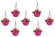 Go Hooked Plastic Hanging Planter, Pink, Pot Diameter -7.1 Inch, Pot Height -4.8 Inch, Pot Thickness -3 mm, Chain Length -13 inch Approx., 7 Pieces