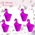 GoHooked set of 5 pink plastic hanging planters with hooks for railings, balconies, and gardens.
