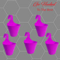 GoHooked pink plastic hanging planters, set of 5, 22 cm diameter, ideal for balconies and vertical gardens.