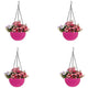 Go Hooked Pots | Plastic | Hanging Pot | Pink | Pot Diameter- 7.1 Inch | Pot Height-4.8 Inch | Pot Thickness-3 mm | Chain Length-13 inch Approx. | 3 Pieces