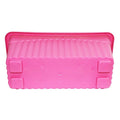 GoHooked pink rectangular plastic plant pot with fluted sides and square feet. Set of 3.