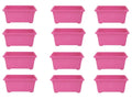 GoHooked pink rectangular plastic plant pots, pack of 12, 35cm, ideal for home and garden.