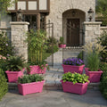 GoHooked pink rectangular plastic plant pots, pack of 6, for home and garden use.