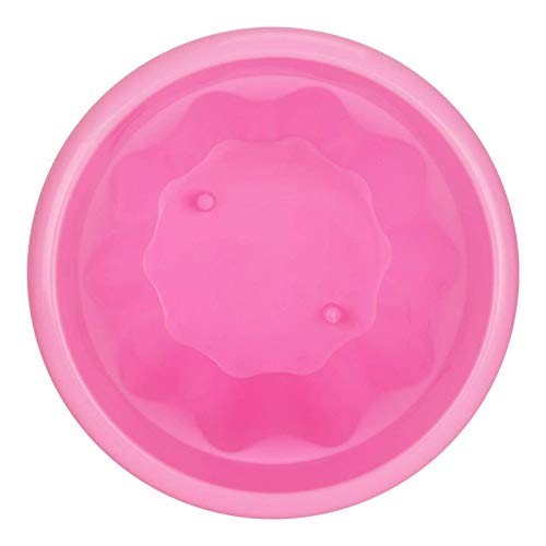 GoHooked 8 inch pink plastic planter pot with fluted design and drainage holes. Ideal for home garden.