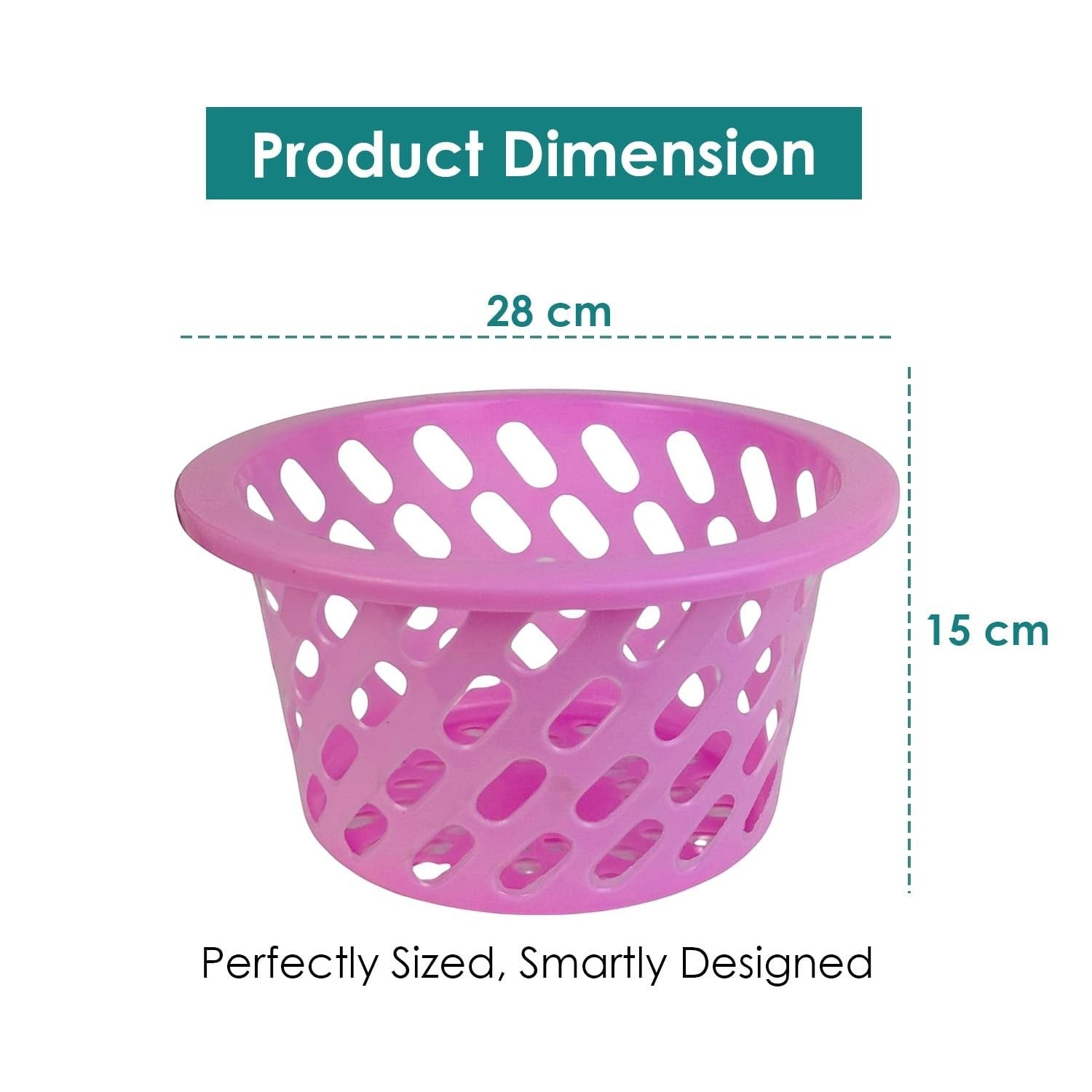 GoHooked pink plastic storage net basket with open weave design and dimensions 28cm x 15cm