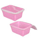 Go Hooked Multipurpose Plastic Storage/Gift Basket With Net Cover | Stylish Basket With Zip Net Cover Pack Of 2 Versatile Practical Solutions Convenient Storage Maximize Space (Pink)