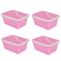 GoHooked pink plastic storage basket with zip net cover, ideal for fruits, vegetables, or gifts.