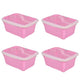 Go Hooked Multipurpose Plastic Storage/Gift Basket With Net Cover | Stylish Basket With Zip Net Cover Pack Of 4 Versatile Practical Solutions Convenient Storage Maximize Space (Pink)
