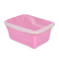 Go Hooked pink plastic storage basket with zip net cover and handle, ideal for fruits and vegetables.