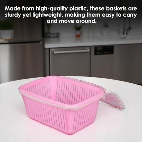 Go Hooked pink plastic storage basket with zip net cover for fruits and vegetables