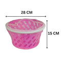 Go Hooked pink plastic storage basket with net zip cover, 28x15cm, breathable & insect-proof for kitchen, pantry, home