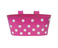 GoHooked pink metal oval hanging planter with white polka dots, 12 inch