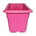 GoHooked pink rectangular plastic plant pot with ribbed texture and drainage feet. Set of 4.