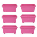 GoHooked pack of 6 pink rectangular plastic plant pots, 35cm, ideal for home and garden.
