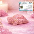 GoHooked pink rose quartz crystal tortoise figurine with gold flecks. Ideal for Feng Shui and stress relief.