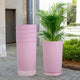Go Hooked 18 Inch Tower Pots with Saucer Tray Planter - Lightweight, Premium Outdoor & Indoor Planters, Perfect for Balcony & Terrace Gardens (Pink, Pack of 6)