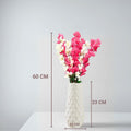 Go Hooked pink and white artificial flowers in a textured white ceramic vase. Realistic faux blossoms for home and office decor.