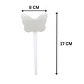 GoHooked white butterfly-shaped plant name tag, 8cm wide and 17cm tall, for garden use.